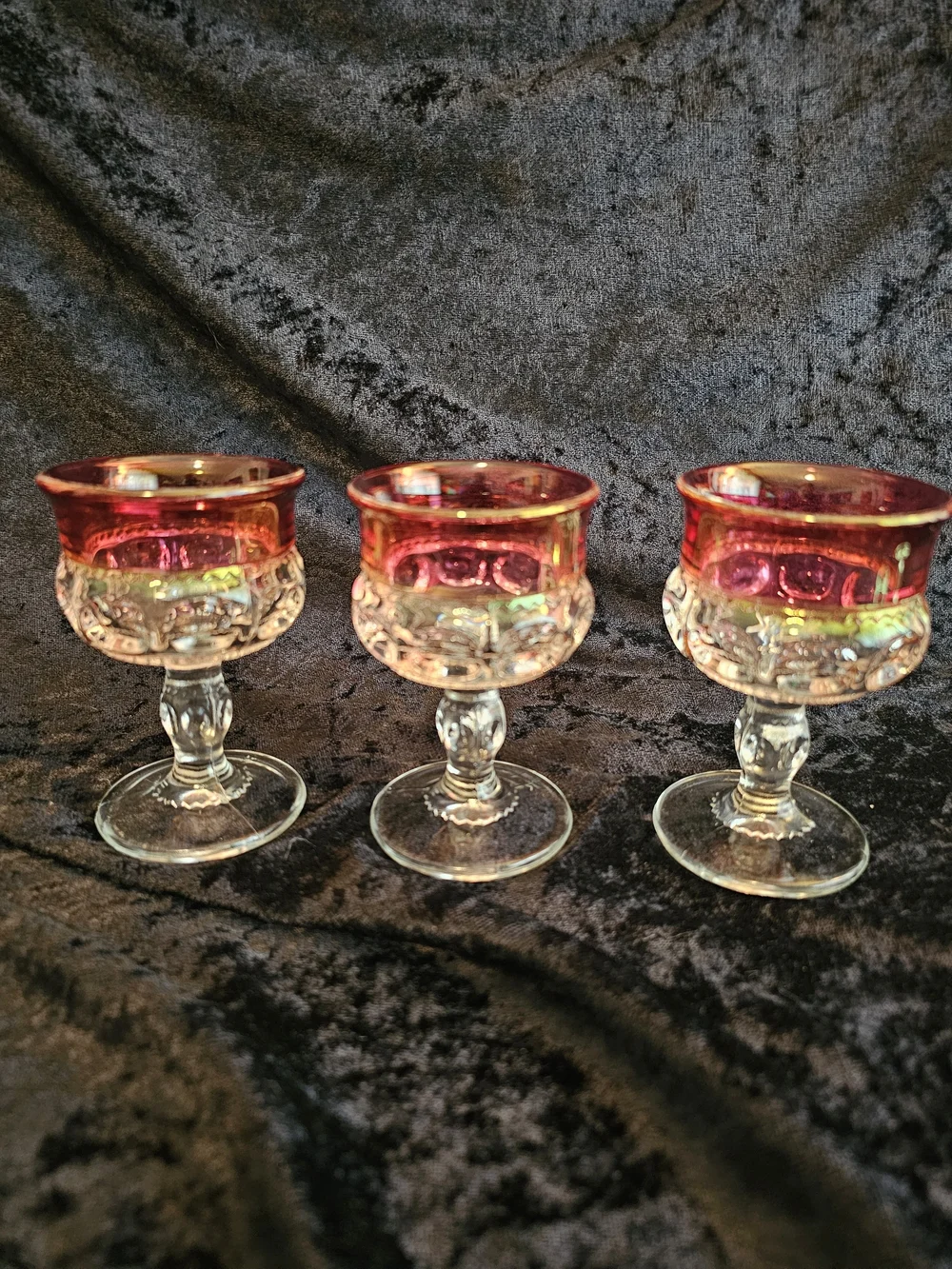 Vintage King's Crown Ruby Flash Cordial Glasses - Set of 6 - MCM Thumbprint